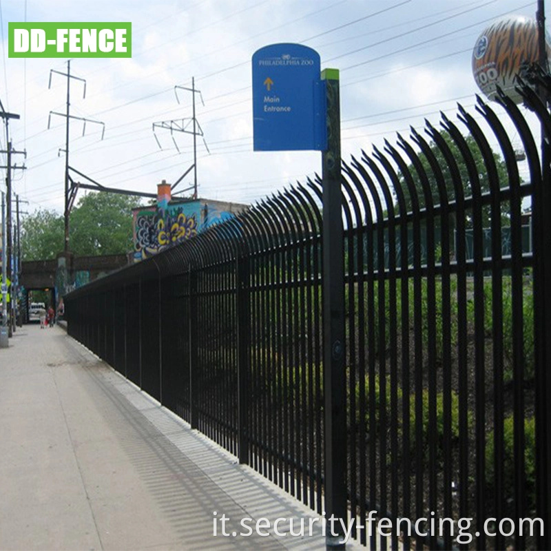 Fence palizzato in acciaio galvanizzato e rivestito in polvere di qualità